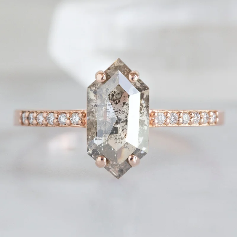 evil eye protection bracelet The Willow Ring | 1.37ct Hexagon Salt and Pepper Diamond in 14K Rose Gold