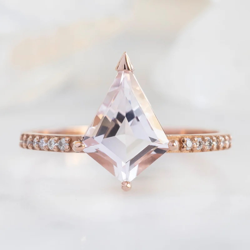 dainty pearl and diamond ring The Willow Ring | 1.44ct Kite Morganite in 14K Rose Gold