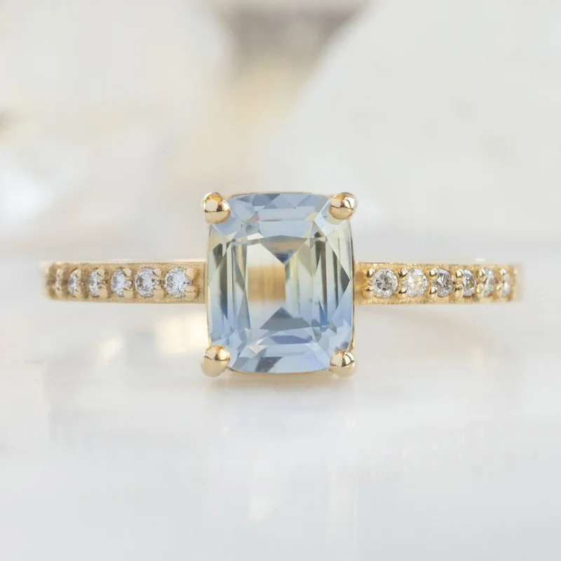 real jade bangle bracelet The Willow Ring | 1.53ct Cushion Blue Sapphire in 14K Yellow Gold