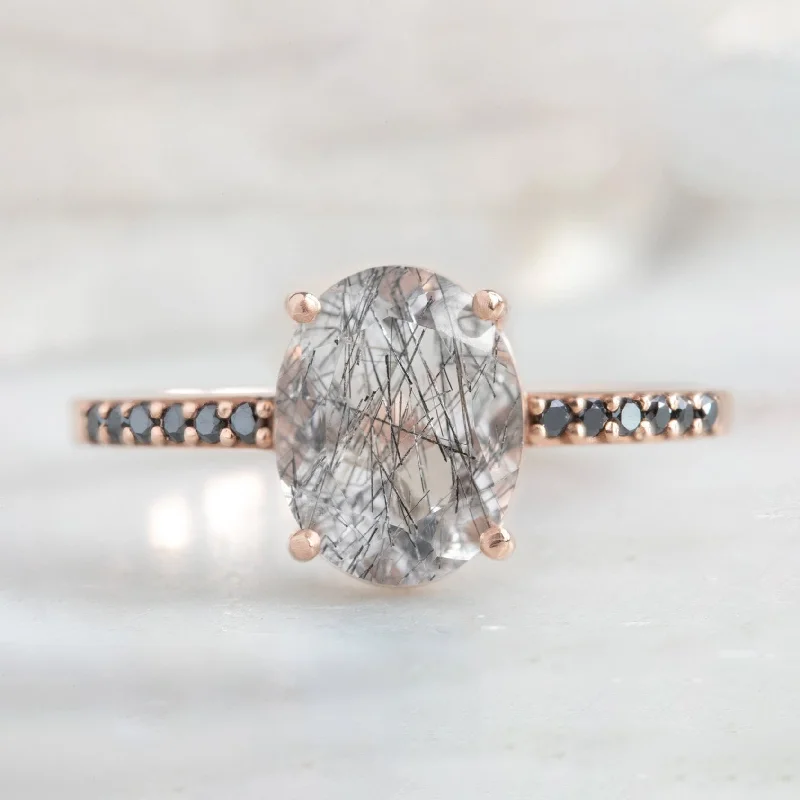 titanium black matte ring The Willow Ring | 2.08ct Oval Tourmaline in Quartz in 14K Rose Gold