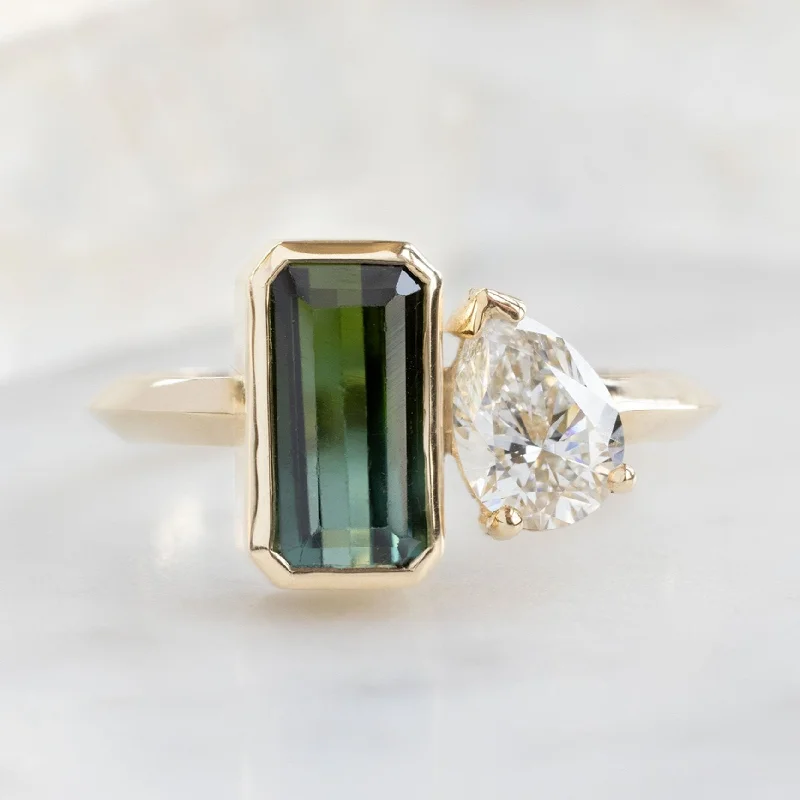 handmade braided hemp bracelet The You and Me Ring | 1.63ct Emerald Tourmaline in 14K Yellow Gold