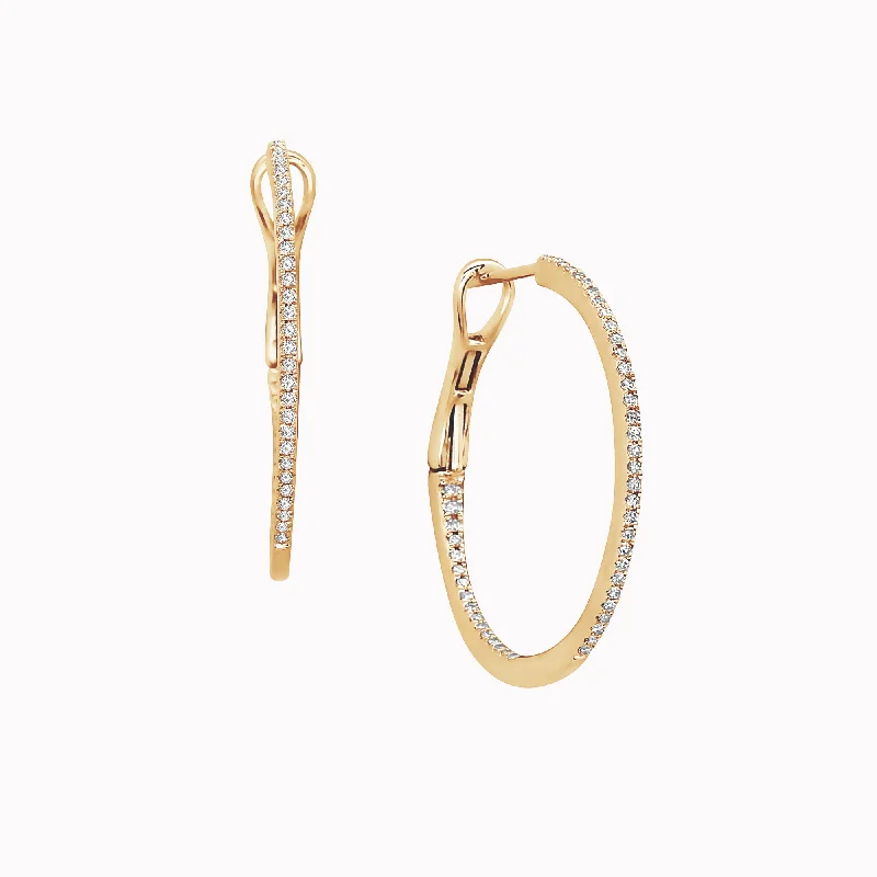 Thin Pavé Diamond Hoops