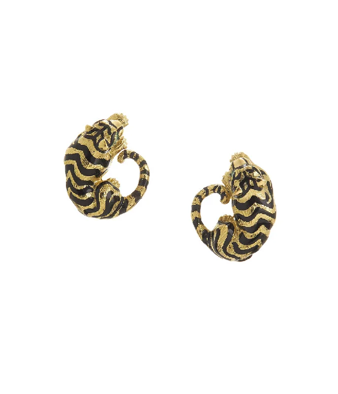 dainty pearl and diamond ring Tiger Earrings