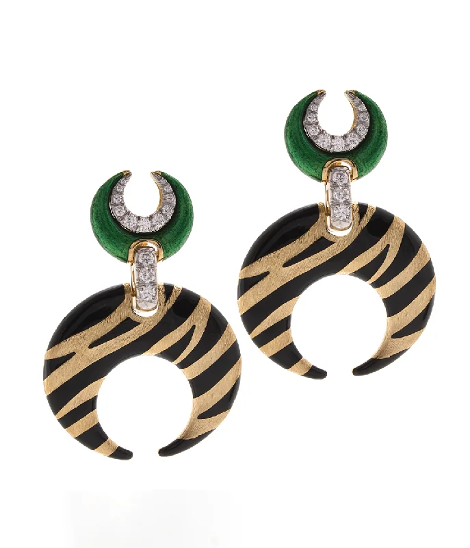 snake chain bracelet gold Tiger Stripe Crescent Earring