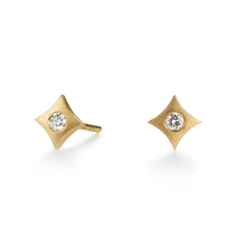 minimalist gold crescent moon necklace Diamond Motif Stud Earrings