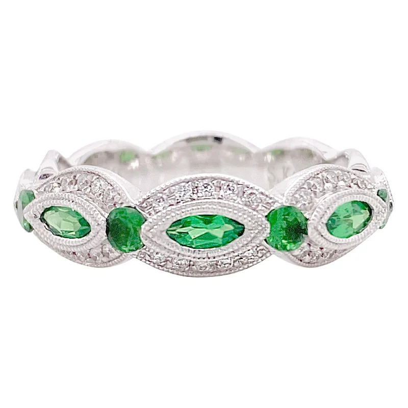 minimalist wedding band set Tsavorite Diamond Stackable Ring