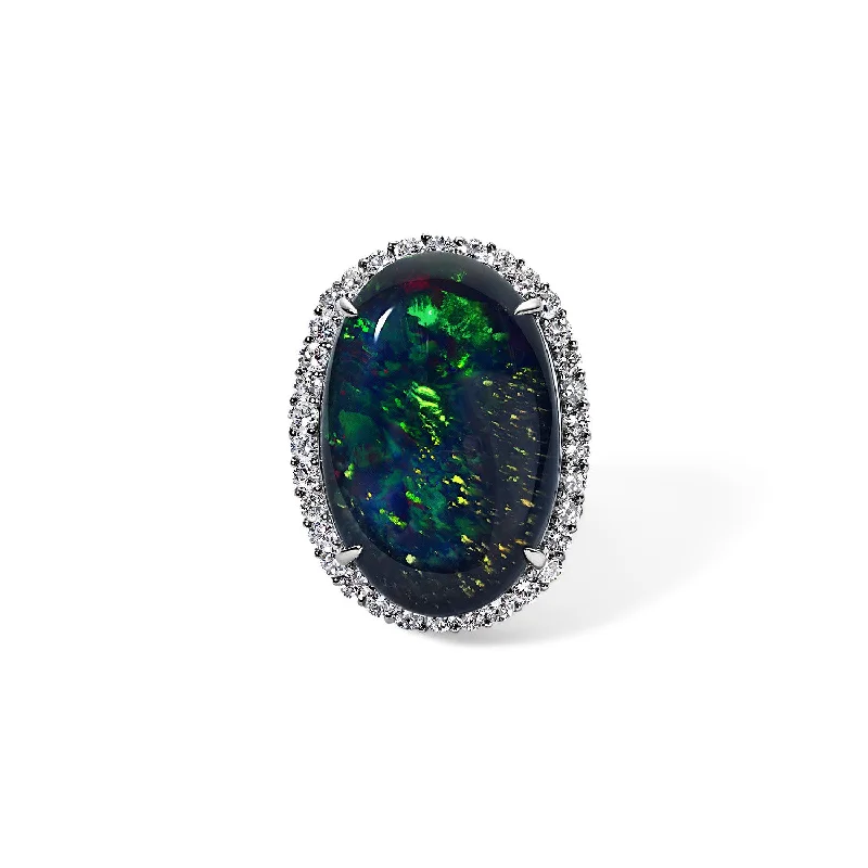 Vintage Black Opal Cocktail Ring