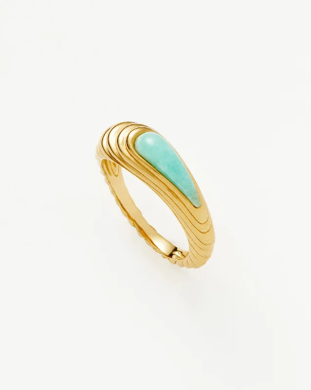 Wavy Ridge Gemstone Stacking Ring