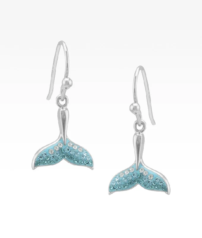 white topaz stacking rings Crystal Whale Tail Earrings