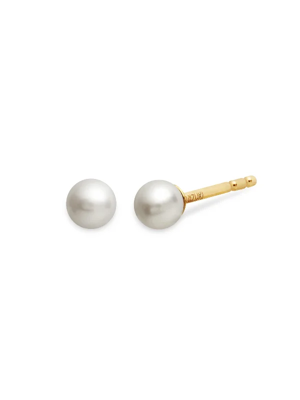 Baby Akoya Pearl Yellow Gold Stud Earrings