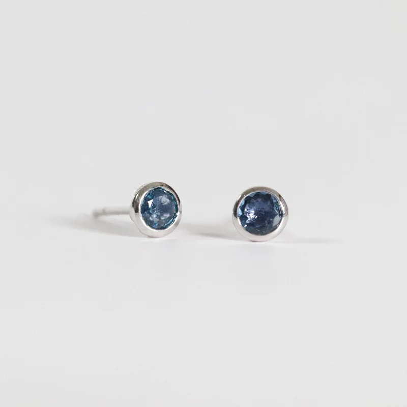 dainty feather charm necklace Yogo Sapphire Bezel Studs - 0.30 ctw