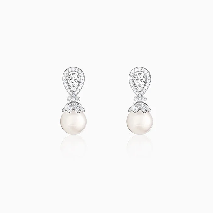 Zircon Pearl Drop Earrings