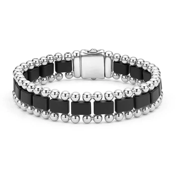 eternity ring for anniversary LAGOS Anthem Matte Black Ceramic Link Bracelet in Stainless Steel