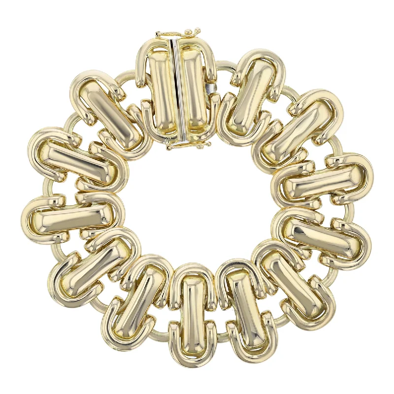 personalized engraved signet ring 1-Inch Wide 14K Yellow Gold Link Bracelet