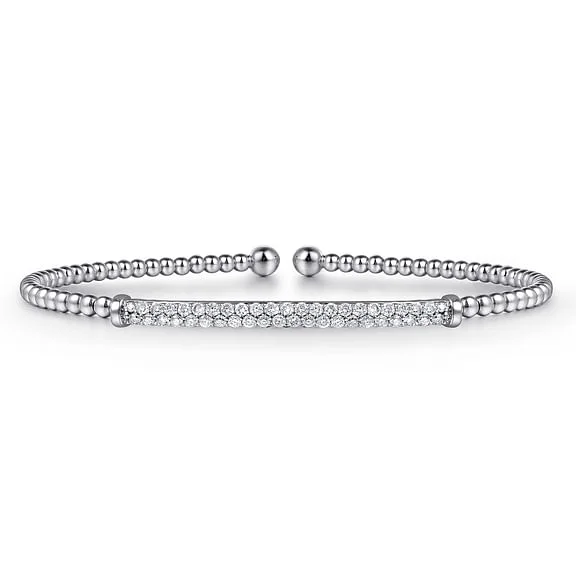 14K White Gold Bujukan Diamond Bar Split Bangle