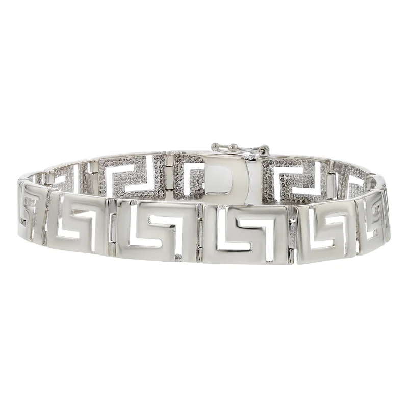 vintage-style garnet ring 14K White Gold Greek Key Bracelet