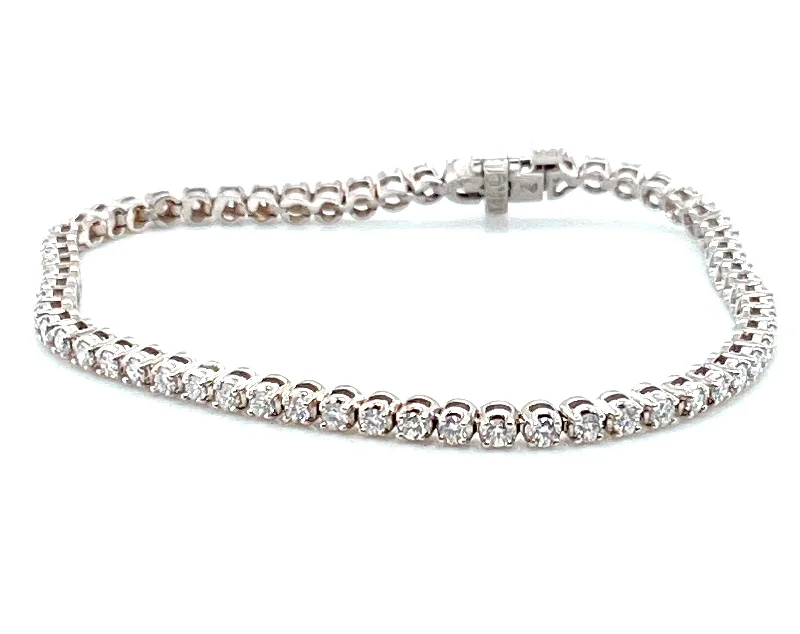 14K White Natural Diamond Tennis Bracelet