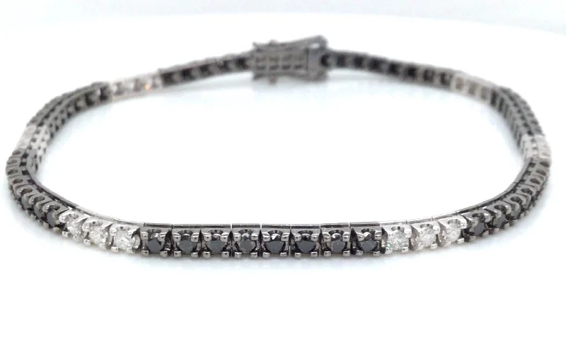 14K White Natural Diamond Tennis Bracelet