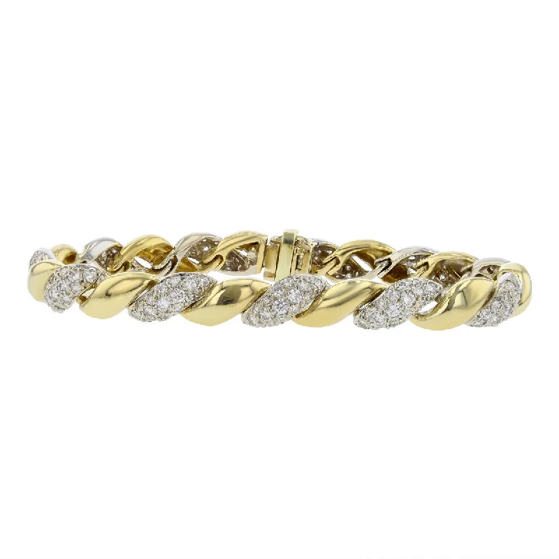vintage-inspired moonstone necklace 14K Yellow and White Gold Diamond Link Bracelet