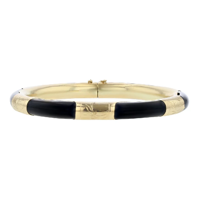 celestial star earrings stud 14K Yellow Gold Black Onyx Bangle Bracelet