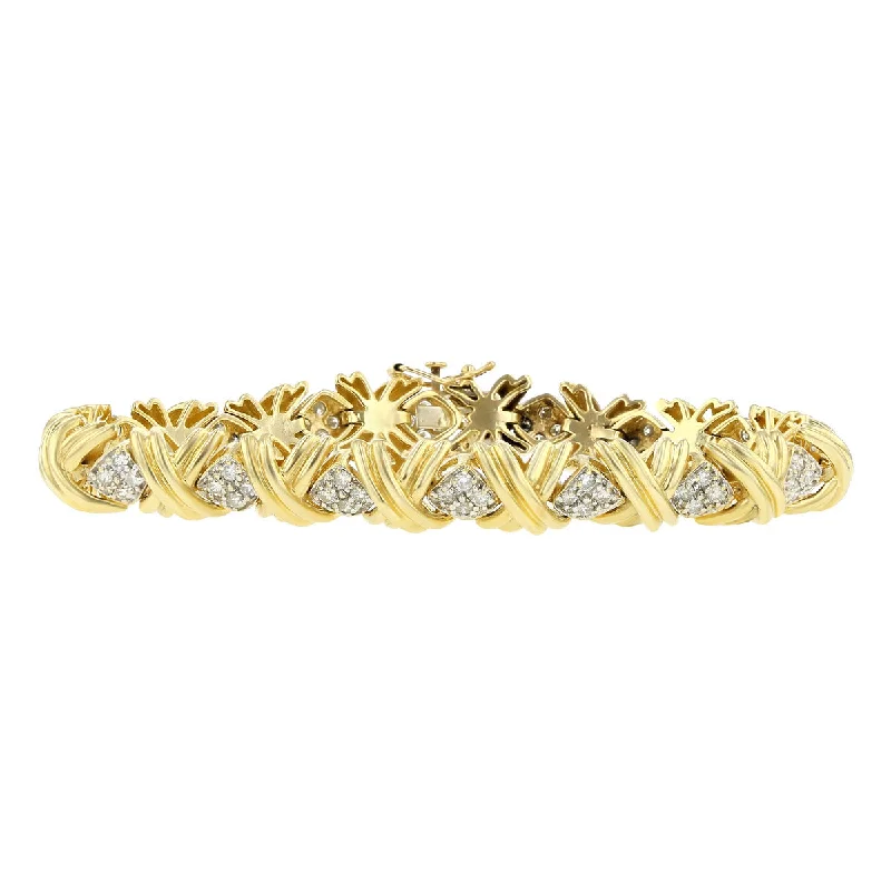 natural turquoise ring handmade 14K Yellow Gold Brilliant Diamond X Link Bracelet