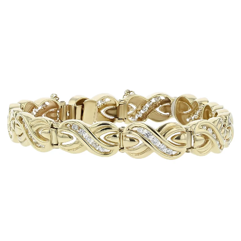 adjustable charm bracelet sterling silver 14K Yellow Gold Diamond X Section Bracelet