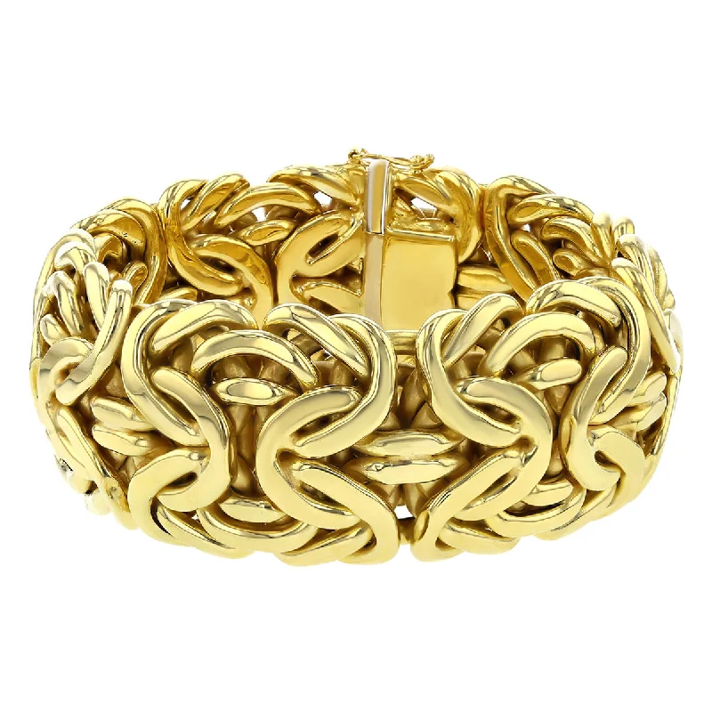 gold charm bracelet with initials 14K Yellow Gold Flexible Wide Byzantine Bracelet