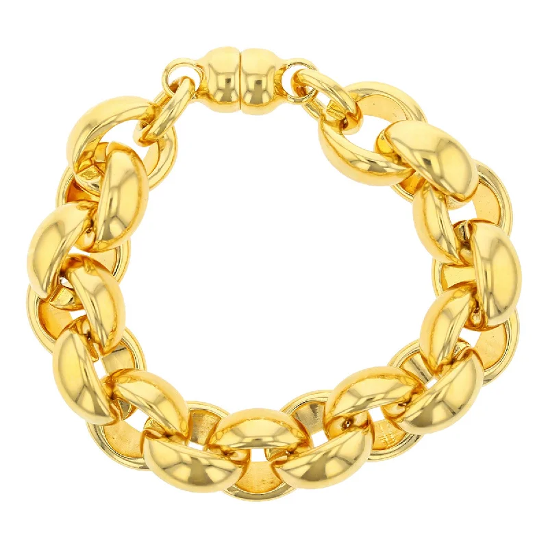 gold and diamond nose stud 14K Yellow Gold Italian Link Bracelet