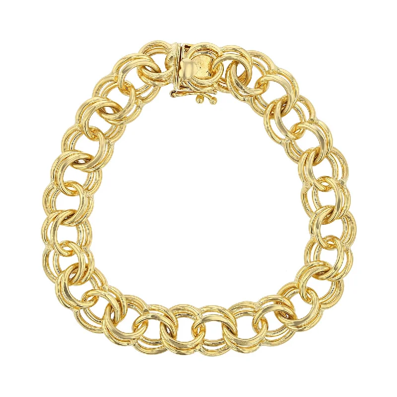 sterling silver toe ring set 14K Yellow Gold Polished Wide Double Link Bracelet