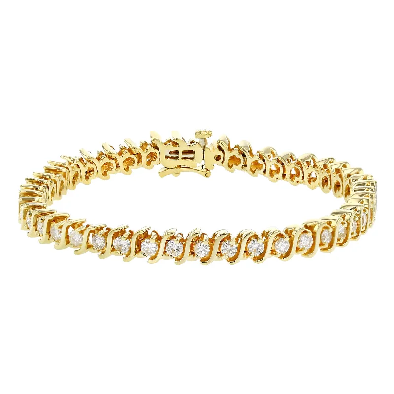 vintage diamond brooch pin 14K Yellow Gold S-Link Diamond Tennis Bracelet