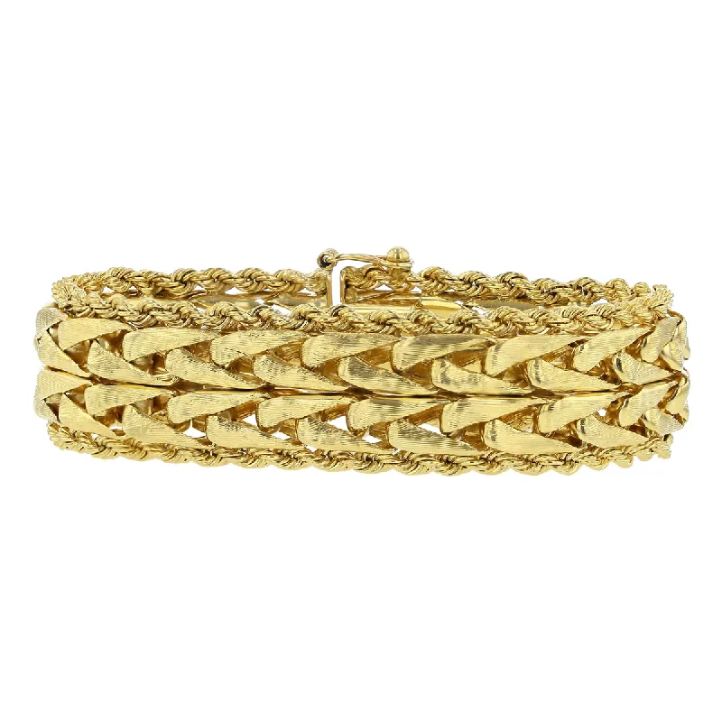 gemstone stacking rings colorful 14K Yellow Gold Twist Rope and Fancy Link Bracelet