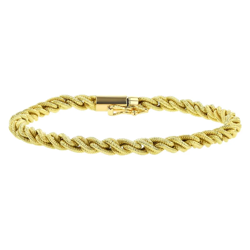 minimal gold ring stack 14K Yellow Gold Twist Rope Bracelet
