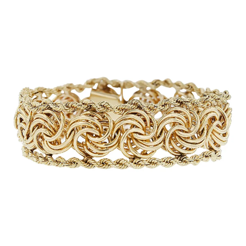 silver moon and star pendant 14K Yellow Gold Wide Love Knot Bracelet
