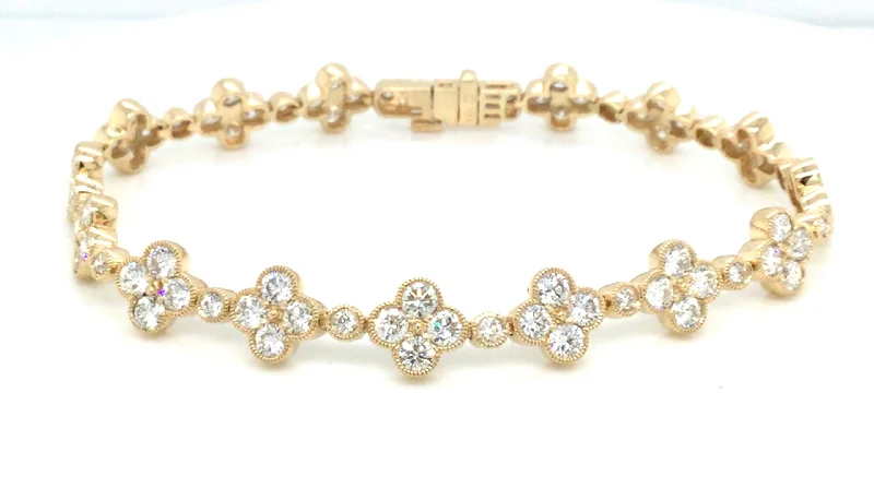 14K Yellow Natural Diamond Tennis Bracelet