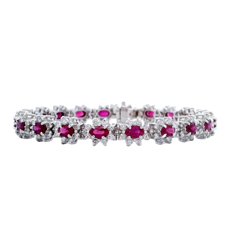 14KW Oval Ruby and Diamond Bracelet