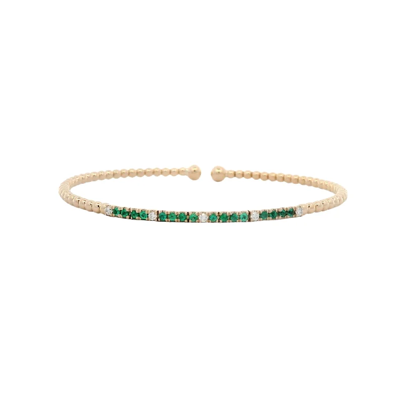 14KY Bujukan Emerald Diamond Split Bangle