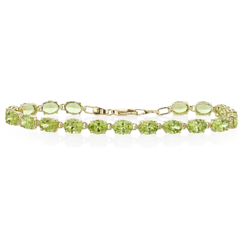 birthstone necklace for mom 18.51-Carat Oval Peridot 14K Gold Bracelet
