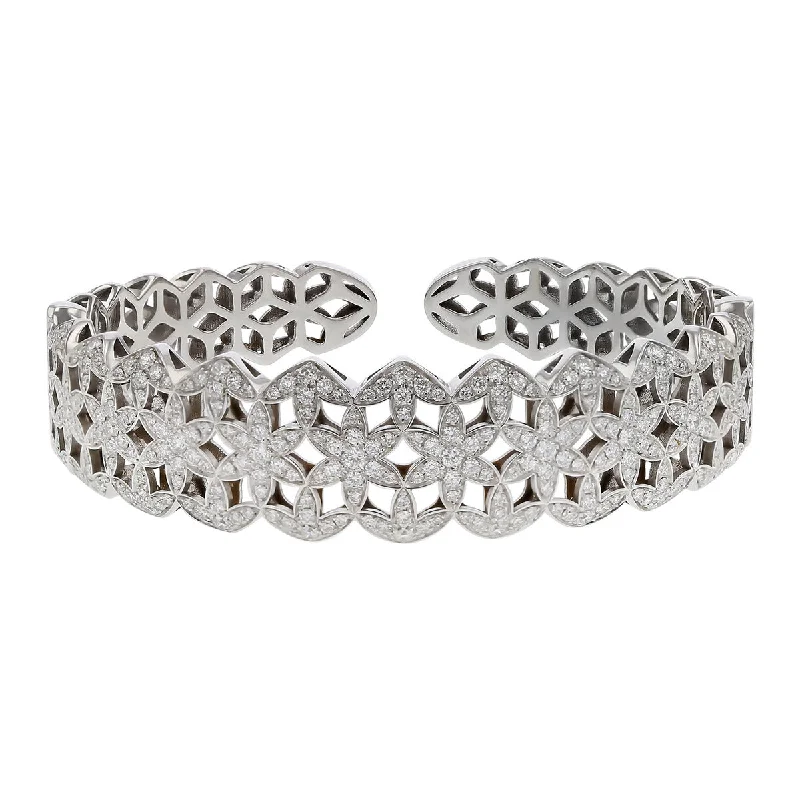 emerald-cut aquamarine necklace 18K White Gold Diamond Italian Cuff Bracelet
