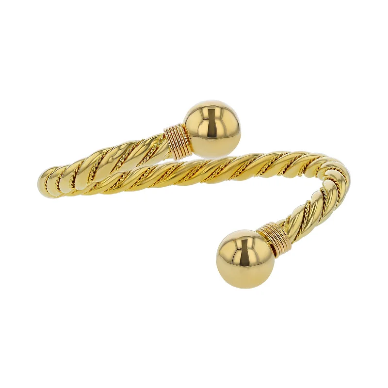 celestial star charm bracelet 18K Yellow Gold Bypass Style Twisted Cuff Bracelet