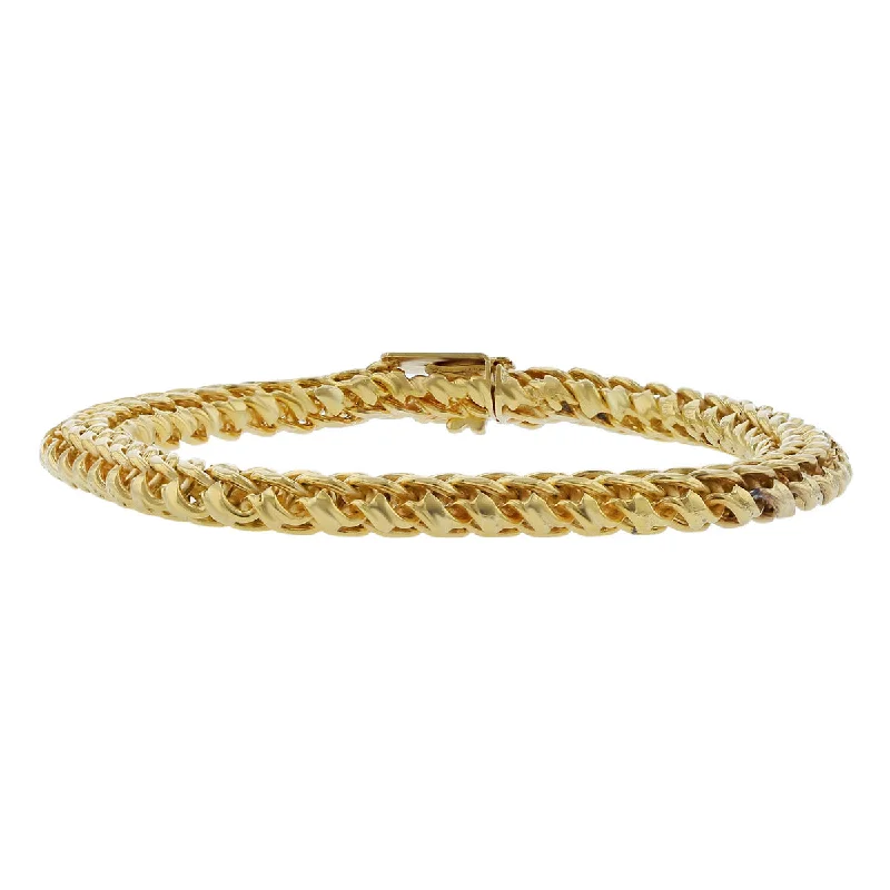 custom nameplate bracelet silver 18K Yellow Gold Curved Fancy Link Bracelet