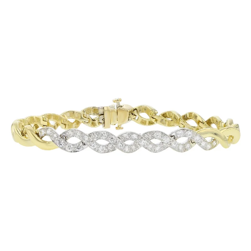 dainty cherry blossom ring 18K Yellow Gold Flexible Twist Diamond Bracelet