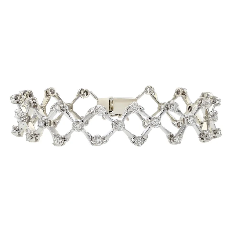 modern geometric earrings gold 2.46-carat Diamond 14K Gold Cross Link Bracelet