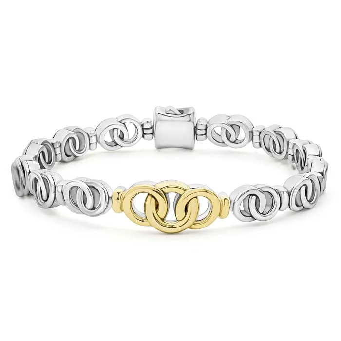 tiny star constellation bracelet LAGOS Two-Tone Interlocking Link Bracelet in Sterling Silver and 18K Yellow Gold, Size Medium