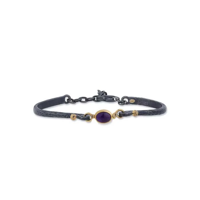 adjustable gemstone choker Lika Behar “New Candy” Bracelet with Amethyst in Oxidized Sterling Silver and 24K Yellow Gold