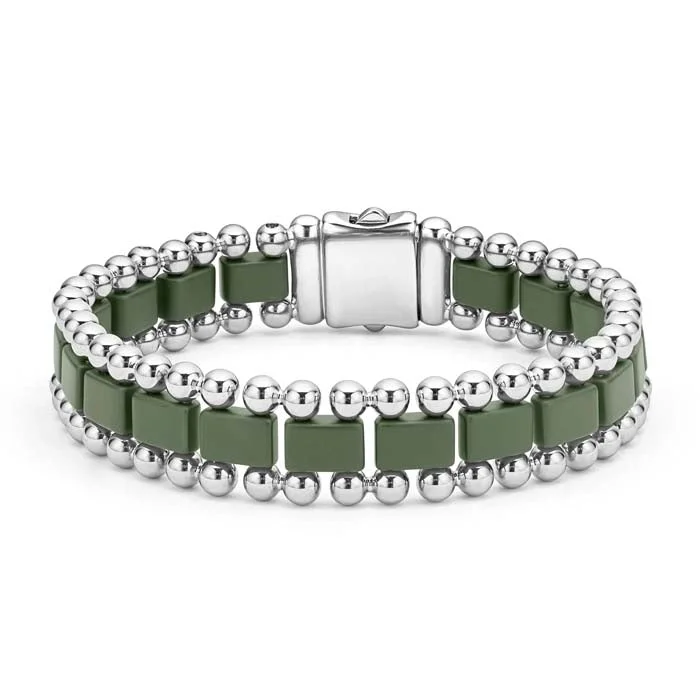 aquamarine birthstone necklace March LAGOS Anthem Matte Hunter Green Ceramic Link Bracelet in Stainless Steel