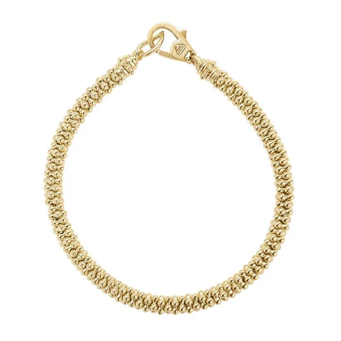 handmade macrame bracelet for men LAGOS Caviar Thin Beaded Bracelet in 18K Yellow Gold