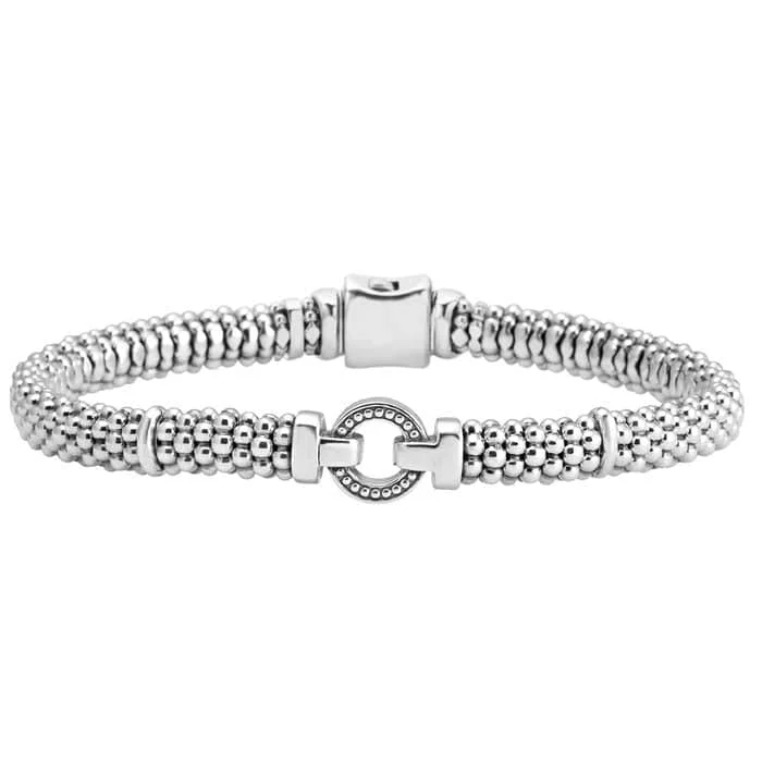 handmade ceramic bead bracelet LAGOS Enso Caviar Beaded Bracelet in Sterling Silver
