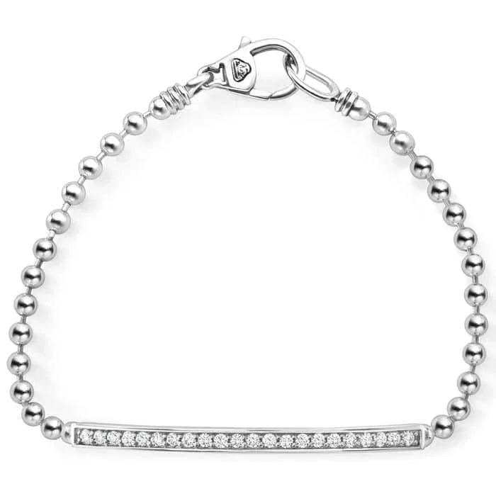 vintage filigree locket necklace LAGOS Caviar Spark Diamond Bar Ball Chain Bracelet in Sterling Silver