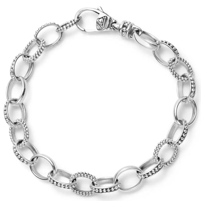minimalist birthstone bangle LAGOS Signature Caviar Link Bracelet in Sterling Silver - Size Medium (7)