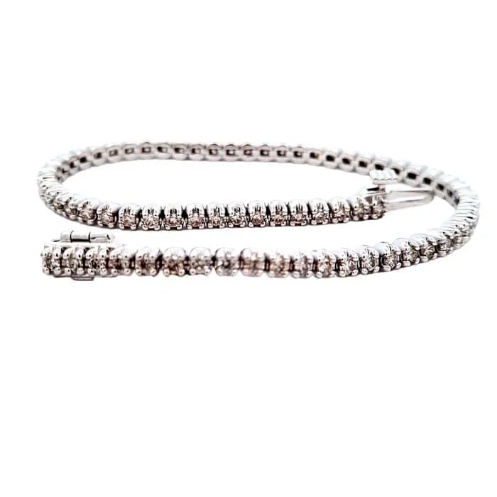 custom silver charm bracelet Mountz Collection 2.0CTW 7" Illusion Set Diamond Straightline Bracelet in 14K White Gold